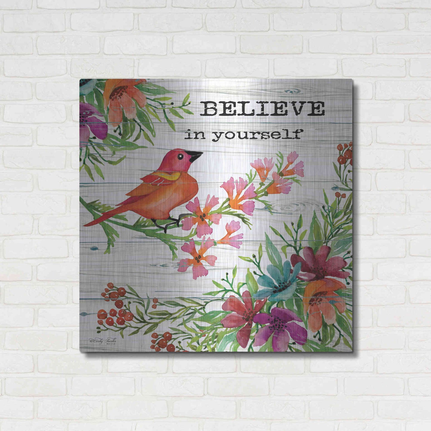 Luxe Metal Art 'Believe in Yourself' by Cindy Jacobs, Metal Wall Art,36x36