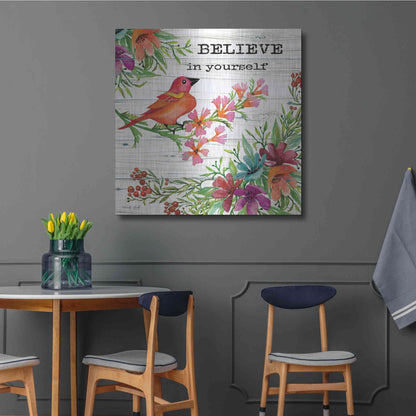 Luxe Metal Art 'Believe in Yourself' by Cindy Jacobs, Metal Wall Art,36x36