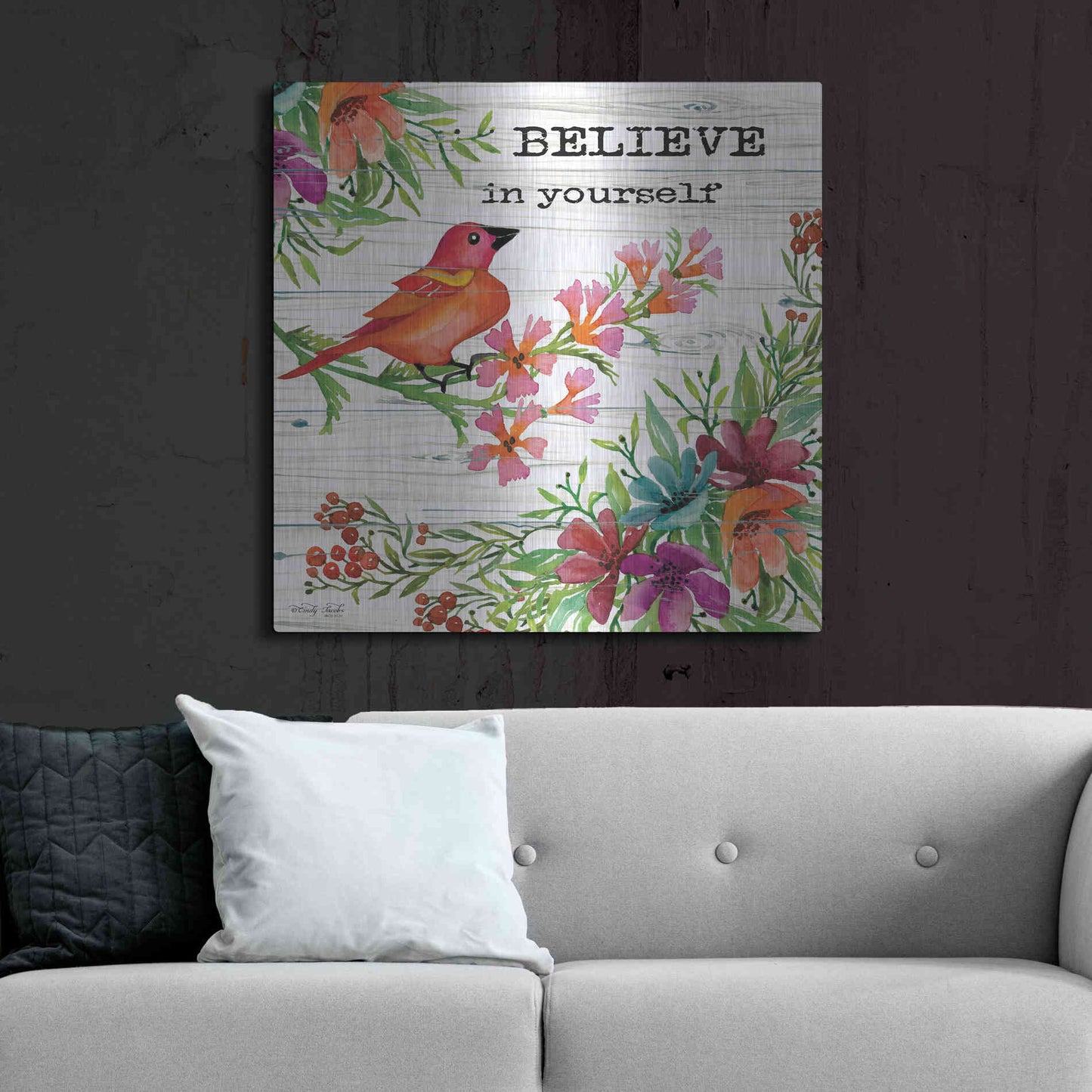 Luxe Metal Art 'Believe in Yourself' by Cindy Jacobs, Metal Wall Art,36x36