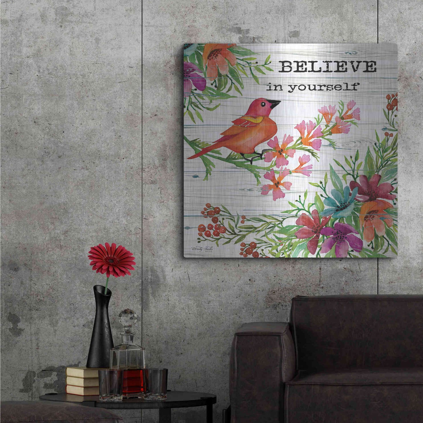 Luxe Metal Art 'Believe in Yourself' by Cindy Jacobs, Metal Wall Art,36x36