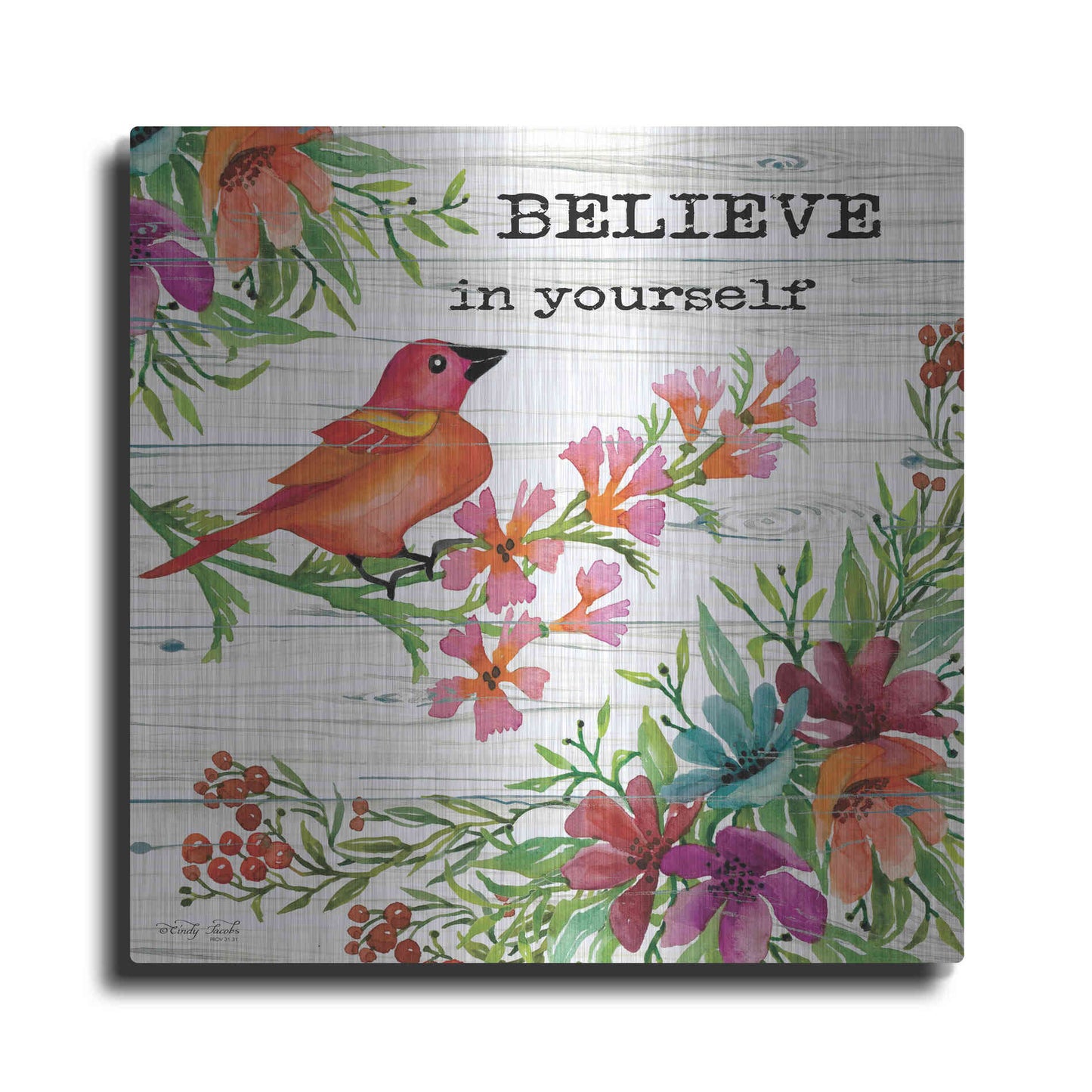 Luxe Metal Art 'Believe in Yourself' by Cindy Jacobs, Metal Wall Art