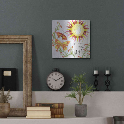 Luxe Metal Art 'Life is a Gift' by Cindy Jacobs, Metal Wall Art,12x12