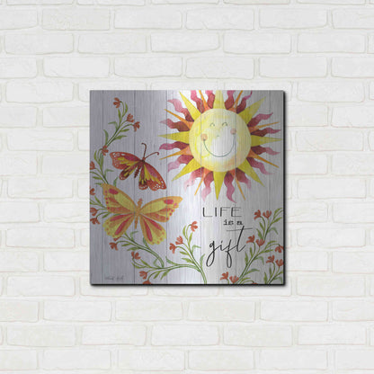 Luxe Metal Art 'Life is a Gift' by Cindy Jacobs, Metal Wall Art,24x24