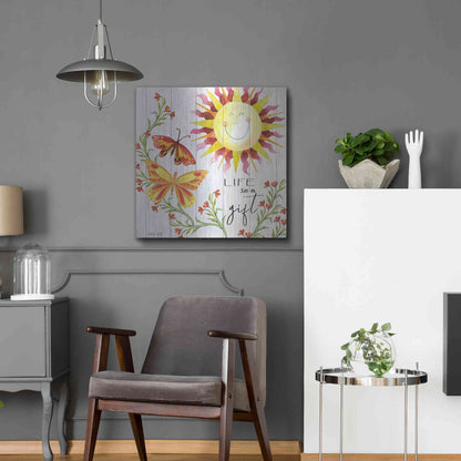Luxe Metal Art 'Life is a Gift' by Cindy Jacobs, Metal Wall Art,24x24