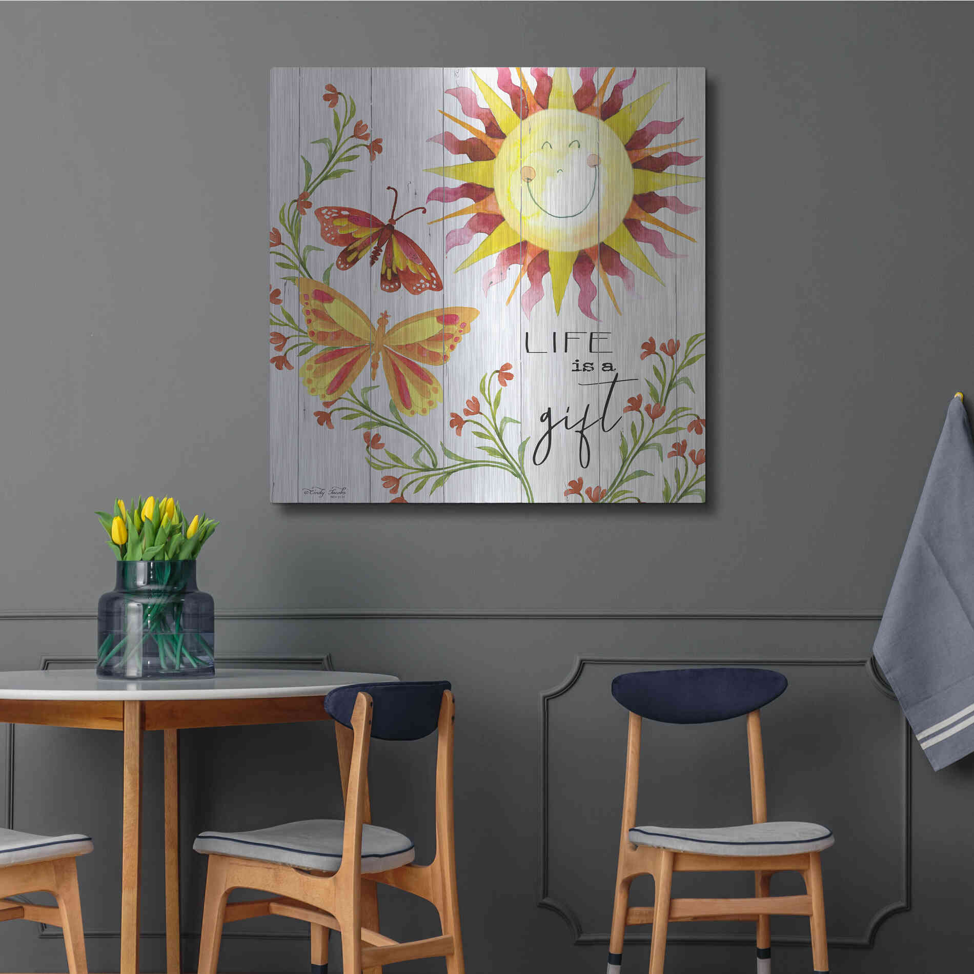 Luxe Metal Art 'Life is a Gift' by Cindy Jacobs, Metal Wall Art,36x36