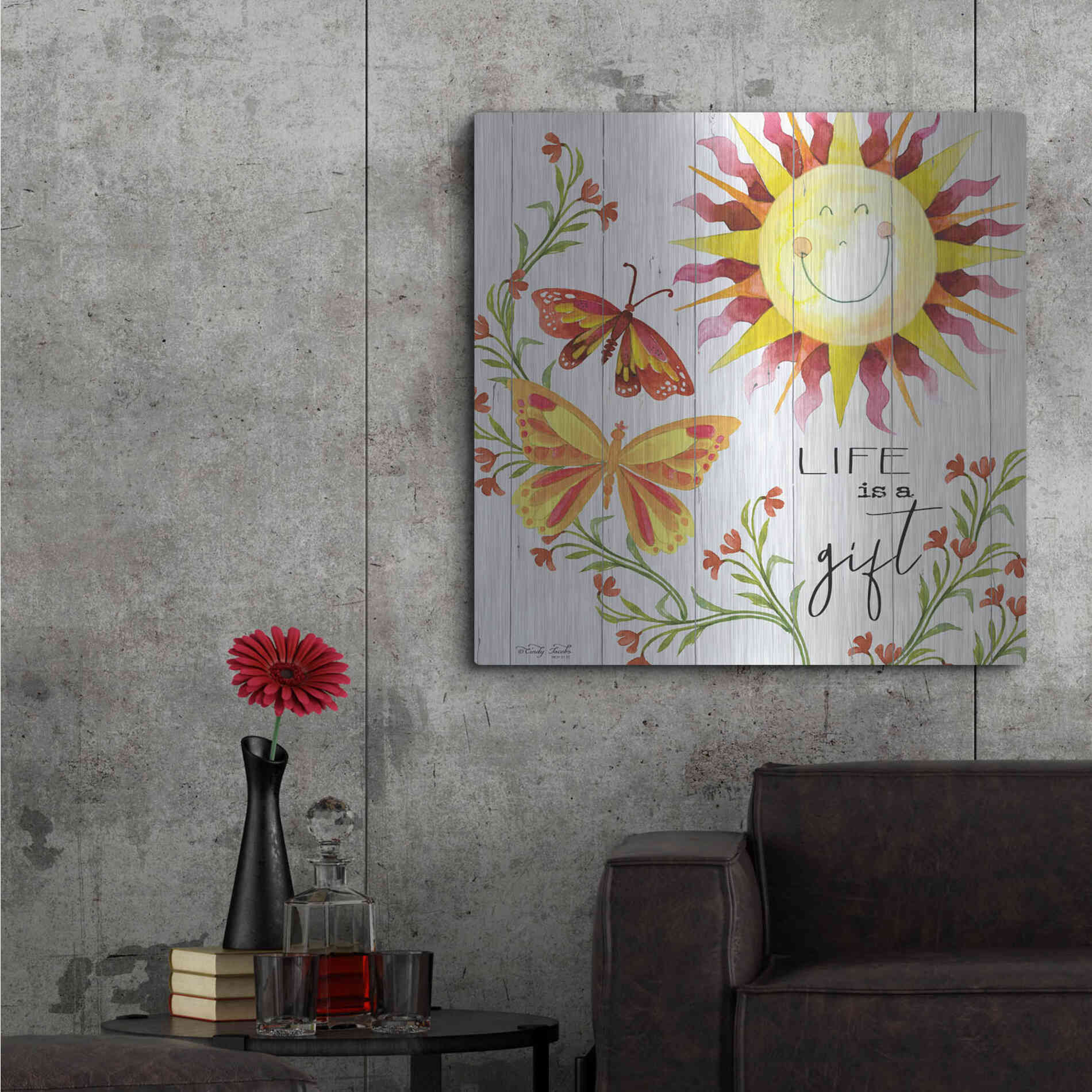 Luxe Metal Art 'Life is a Gift' by Cindy Jacobs, Metal Wall Art,36x36