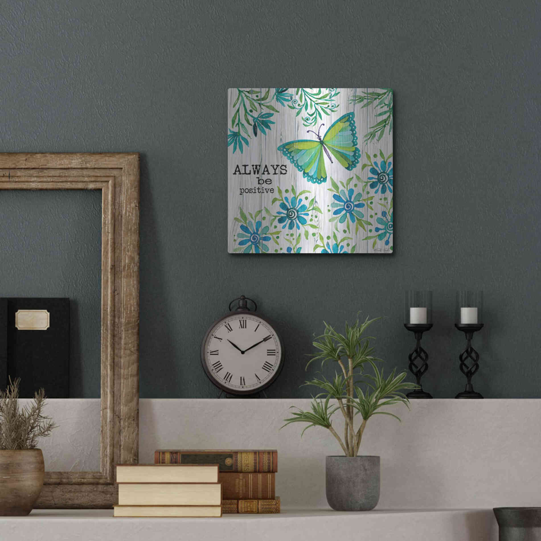 Luxe Metal Art 'Always Be Positive' by Cindy Jacobs, Metal Wall Art,12x12