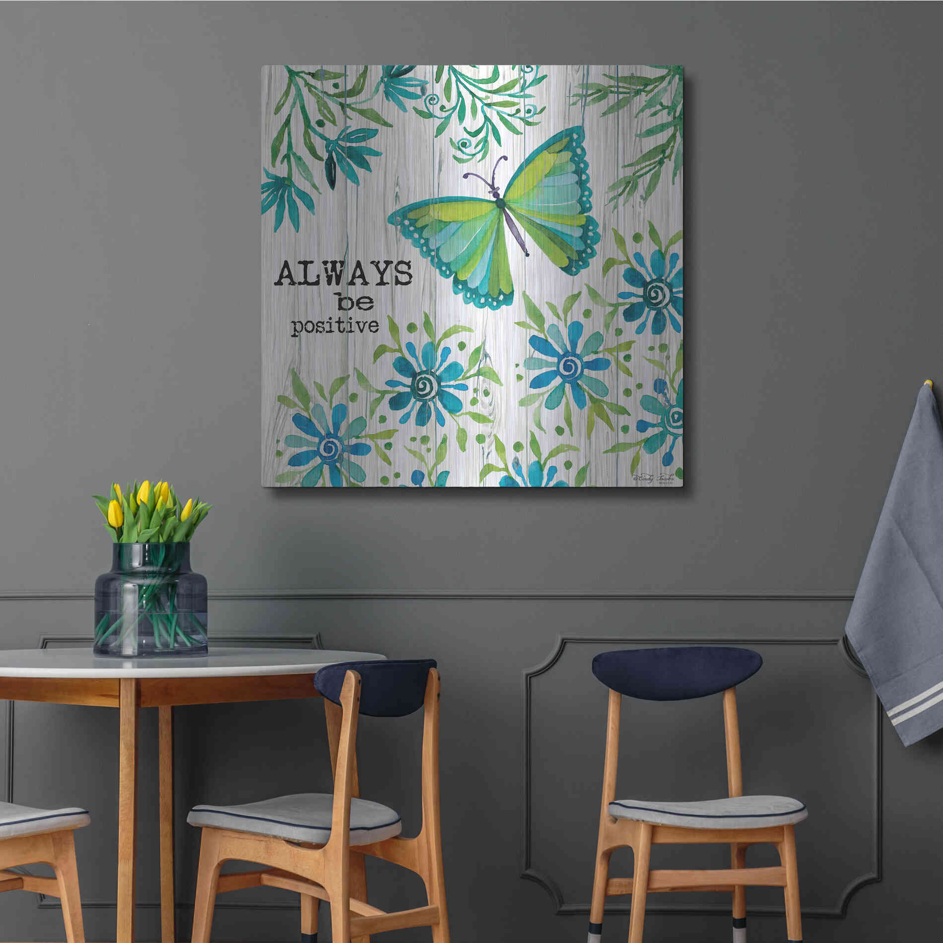 Luxe Metal Art 'Always Be Positive' by Cindy Jacobs, Metal Wall Art,36x36