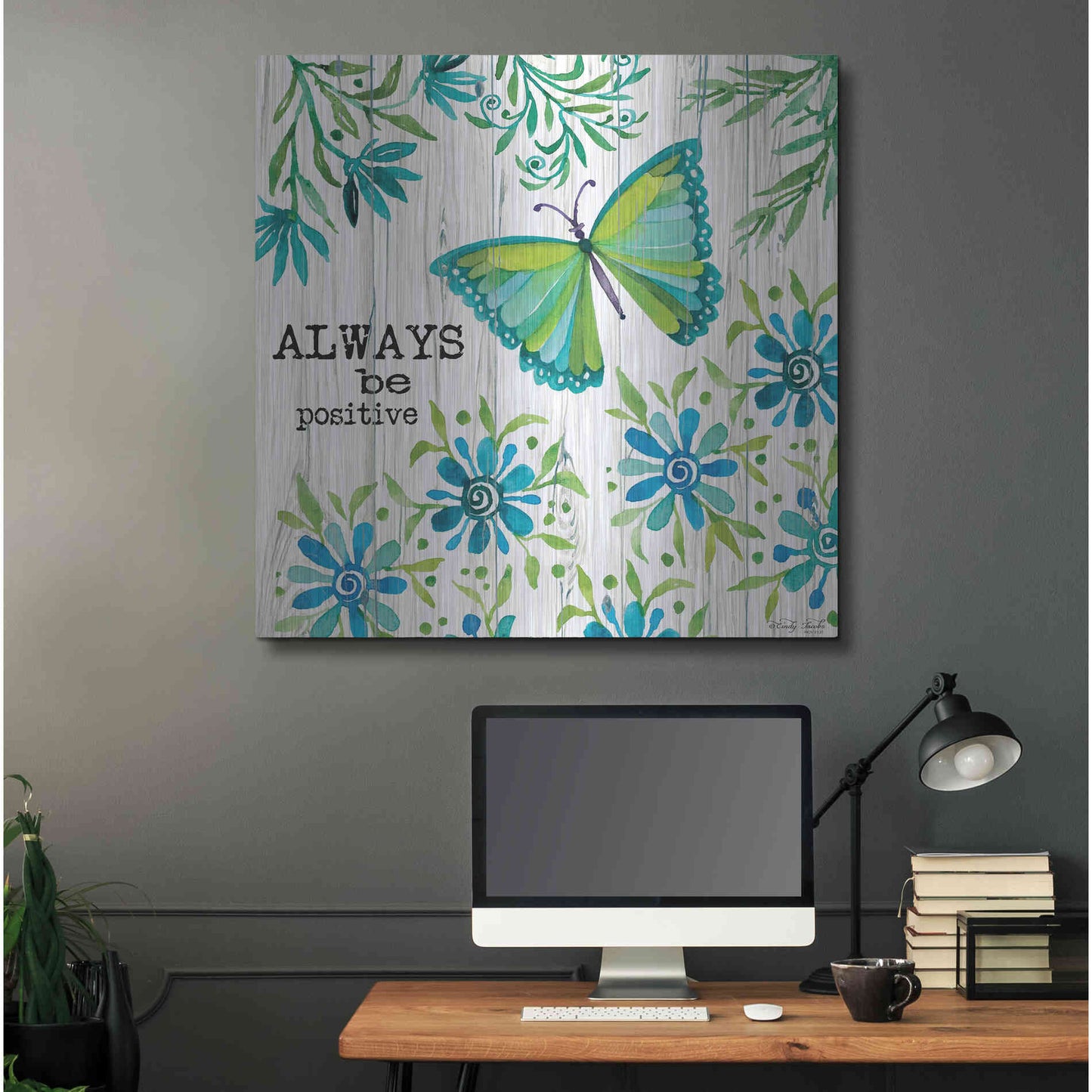 Luxe Metal Art 'Always Be Positive' by Cindy Jacobs, Metal Wall Art,36x36