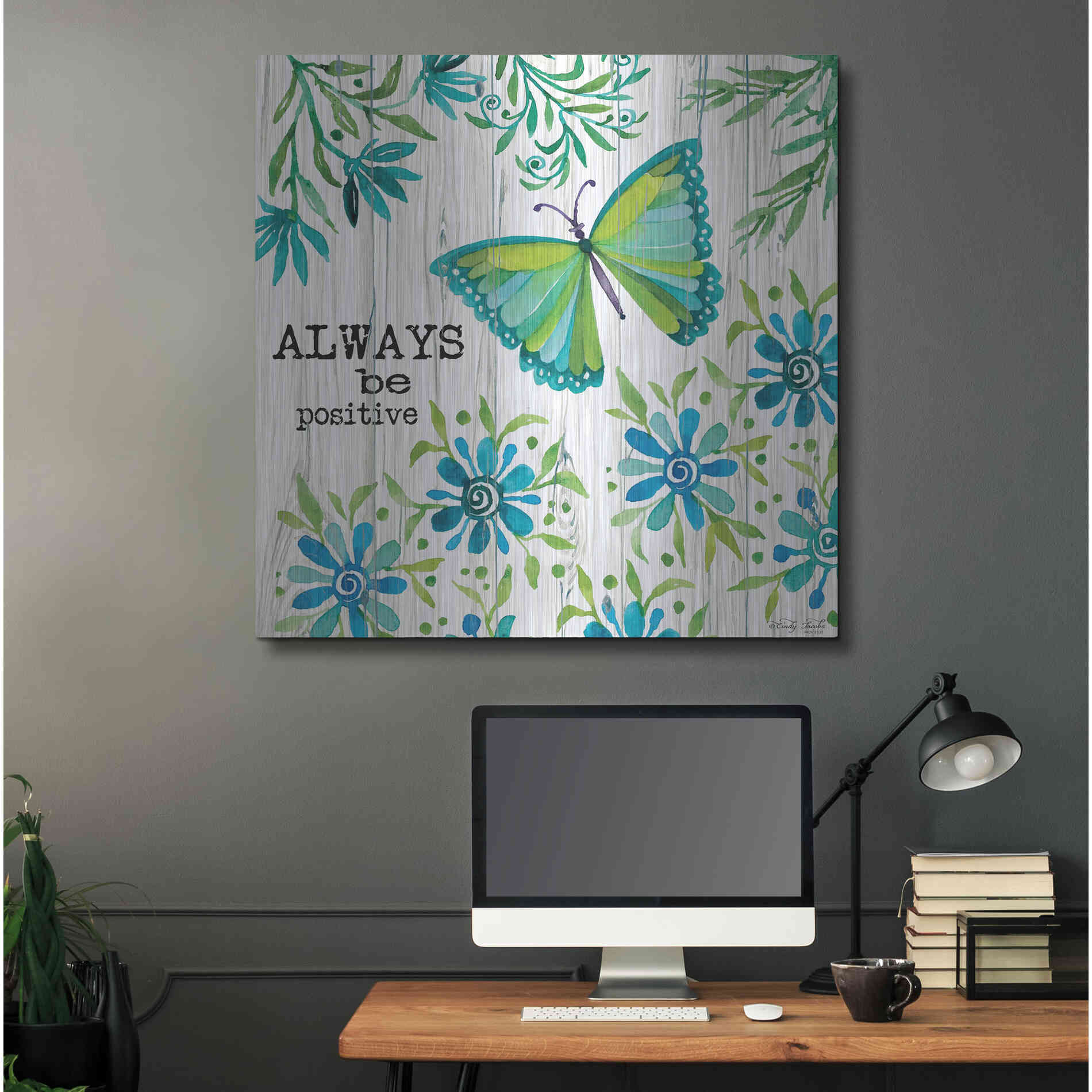 Luxe Metal Art 'Always Be Positive' by Cindy Jacobs, Metal Wall Art,36x36