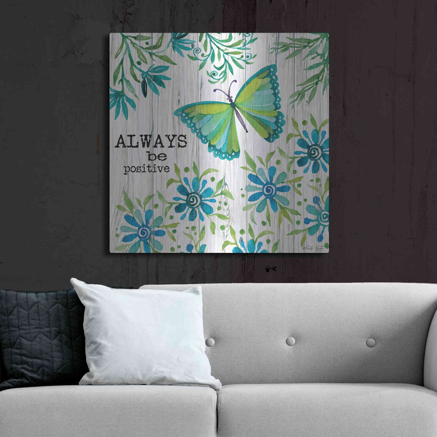 Luxe Metal Art 'Always Be Positive' by Cindy Jacobs, Metal Wall Art,36x36