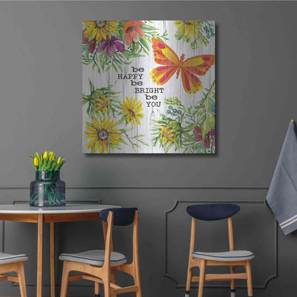 Luxe Metal Art 'Be Happy' by Cindy Jacobs, Metal Wall Art,36x36