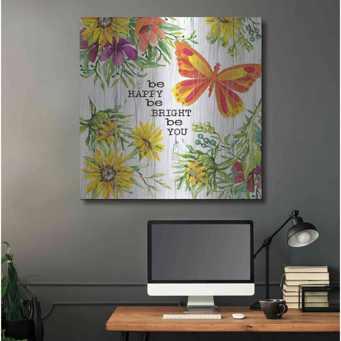 Luxe Metal Art 'Be Happy' by Cindy Jacobs, Metal Wall Art,36x36