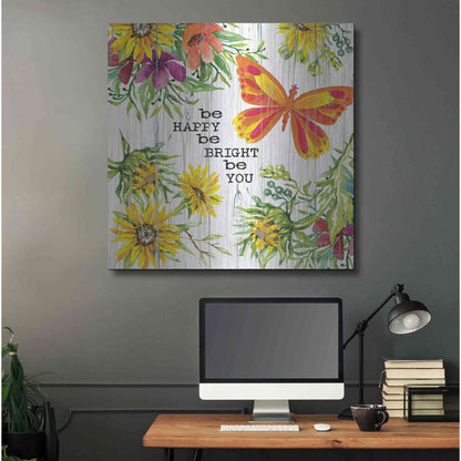 Luxe Metal Art 'Be Happy' by Cindy Jacobs, Metal Wall Art,36x36