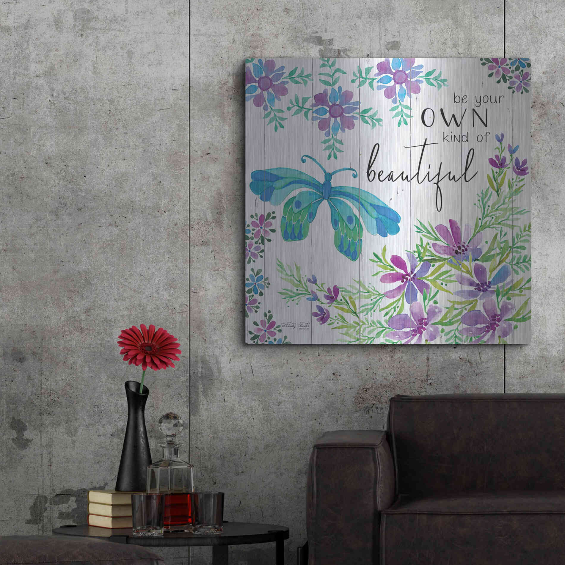 Luxe Metal Art 'Be Your Own Kind of Beautiful' by Cindy Jacobs, Metal Wall Art,36x36