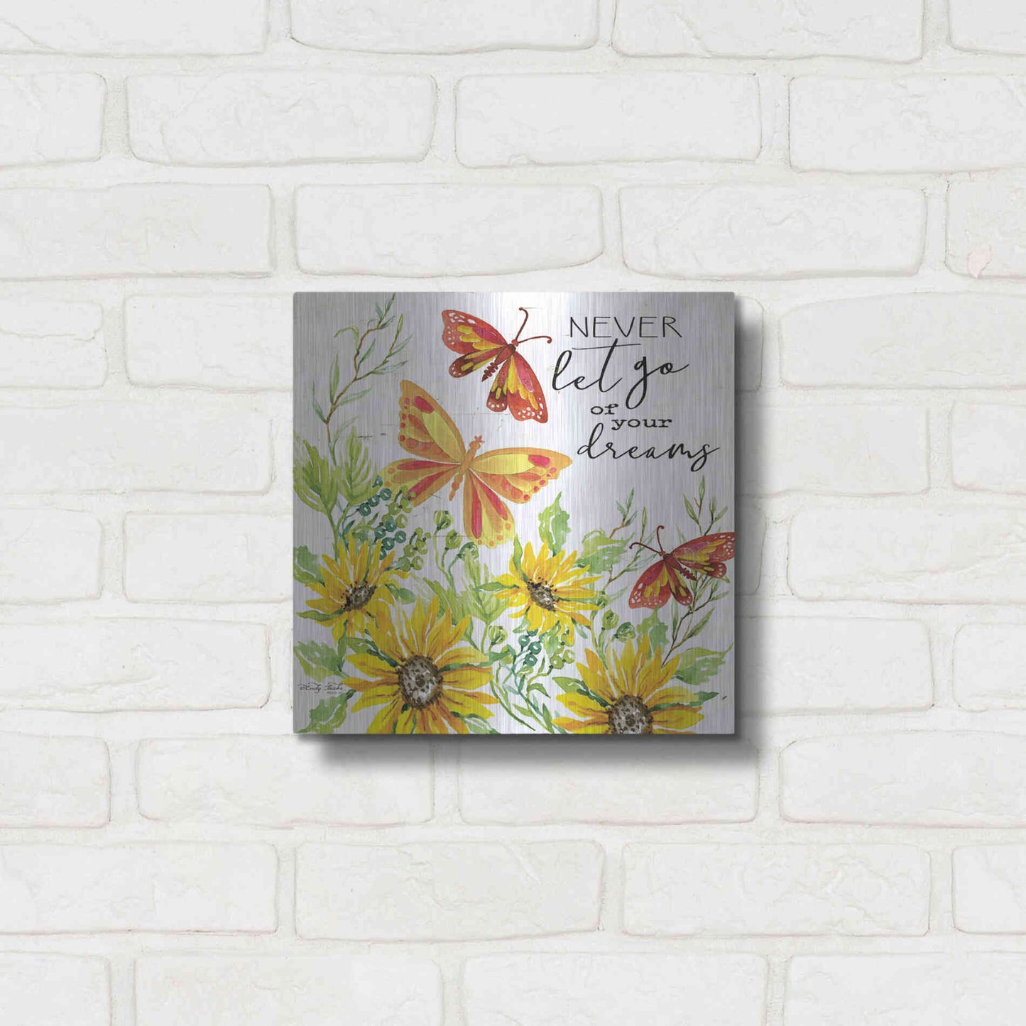 Luxe Metal Art 'Never Let Go of your Dreams' by Cindy Jacobs, Metal Wall Art,12x12