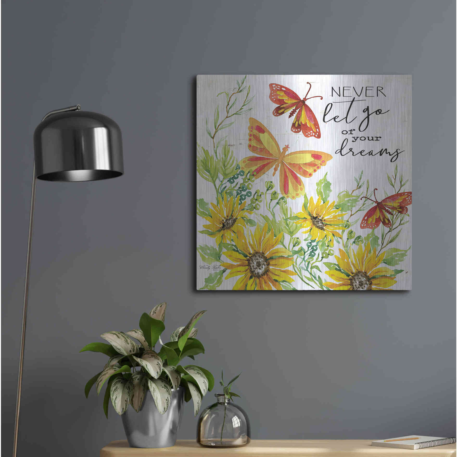 Luxe Metal Art 'Never Let Go of your Dreams' by Cindy Jacobs, Metal Wall Art,24x24