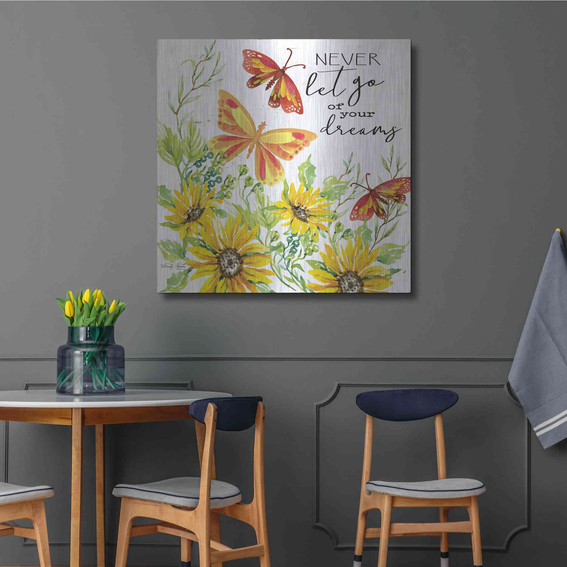 Luxe Metal Art 'Never Let Go of your Dreams' by Cindy Jacobs, Metal Wall Art,36x36