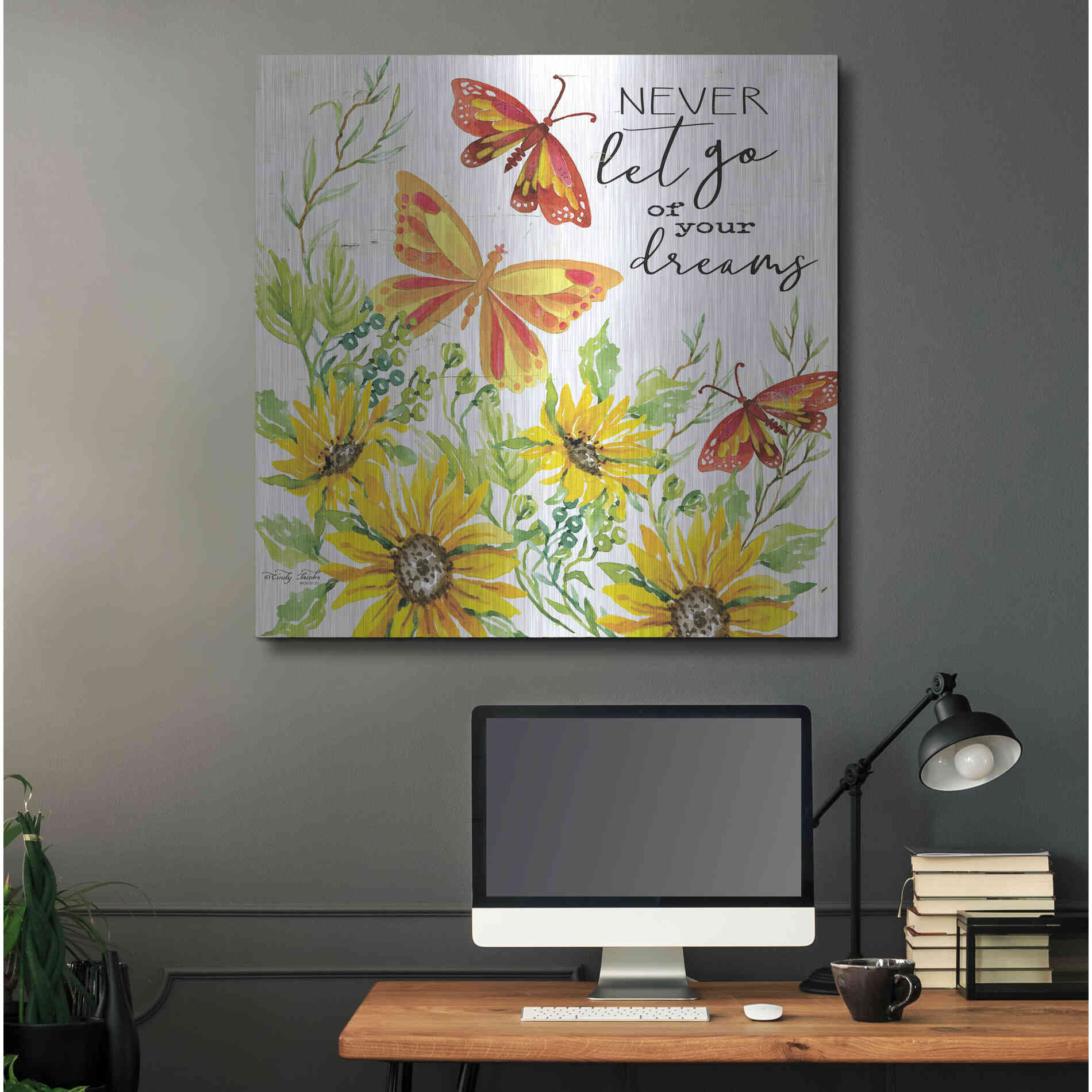 Luxe Metal Art 'Never Let Go of your Dreams' by Cindy Jacobs, Metal Wall Art,36x36