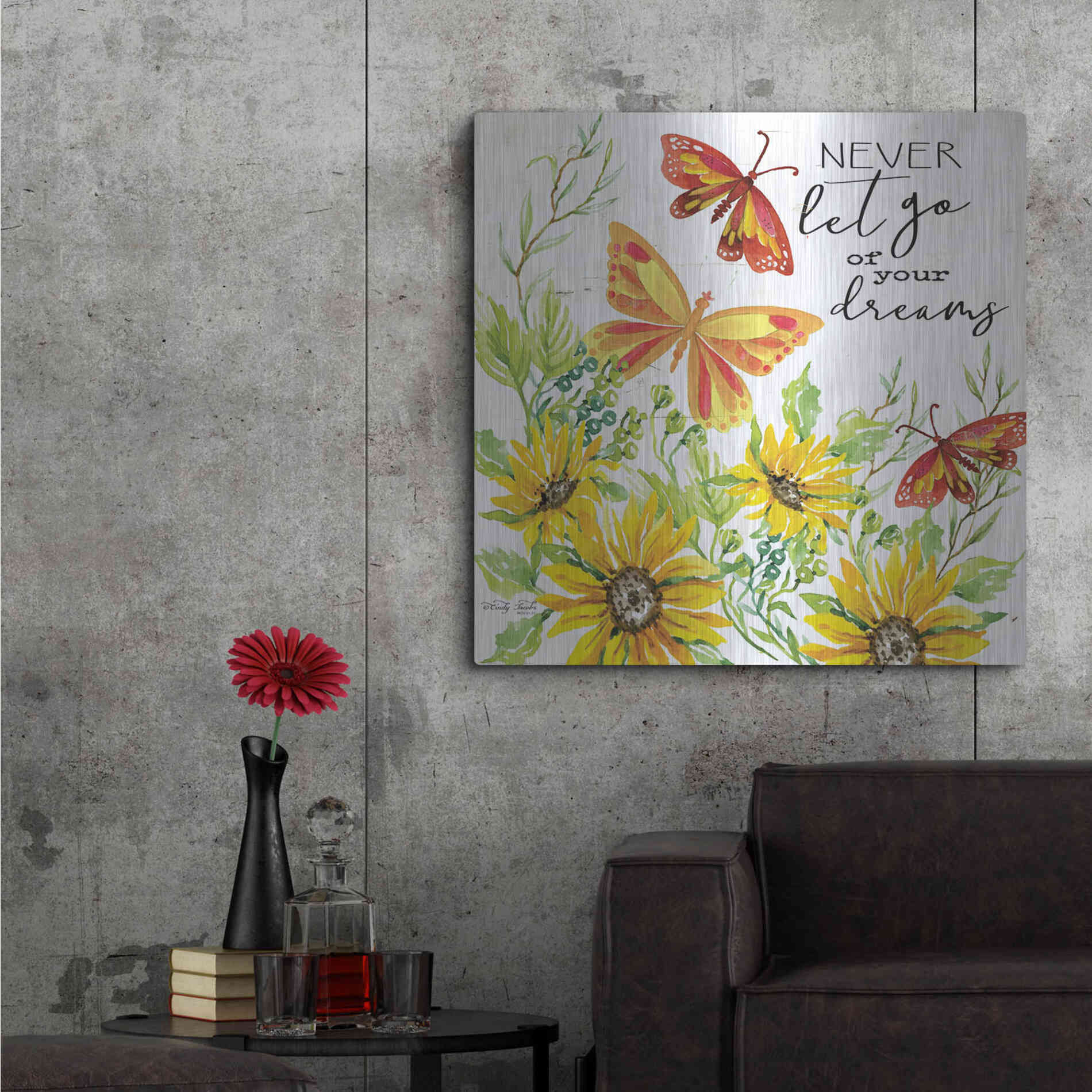 Luxe Metal Art 'Never Let Go of your Dreams' by Cindy Jacobs, Metal Wall Art,36x36