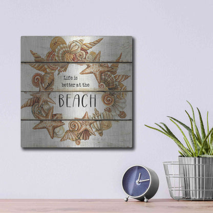 Luxe Metal Art 'Life is Better at the Beach' by Cindy Jacobs, Metal Wall Art,12x12