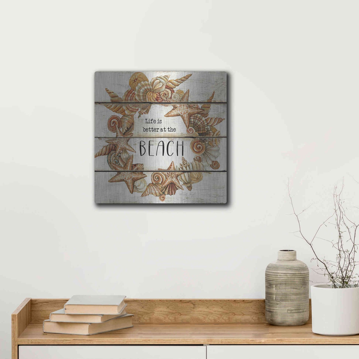 Luxe Metal Art 'Life is Better at the Beach' by Cindy Jacobs, Metal Wall Art,12x12