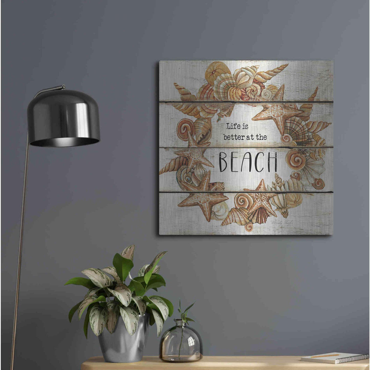 Luxe Metal Art 'Life is Better at the Beach' by Cindy Jacobs, Metal Wall Art,24x24