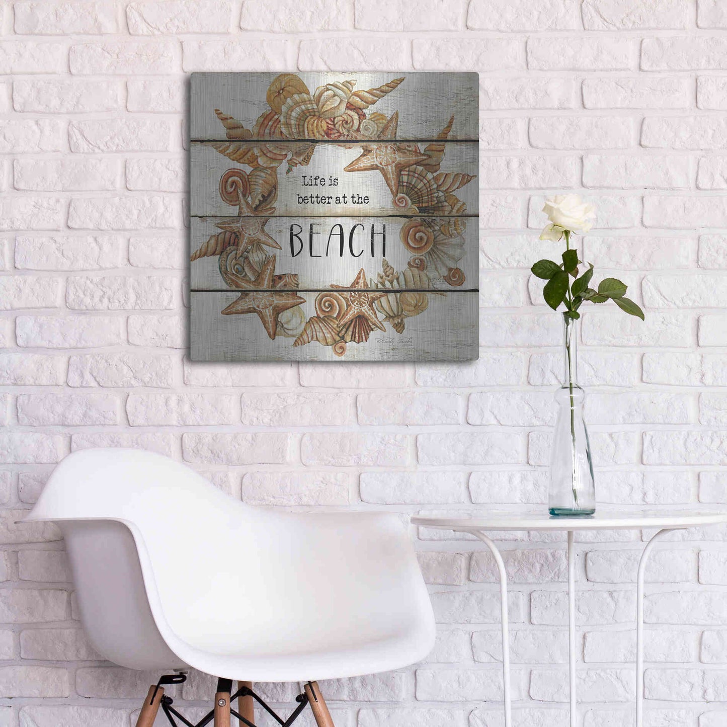 Luxe Metal Art 'Life is Better at the Beach' by Cindy Jacobs, Metal Wall Art,24x24