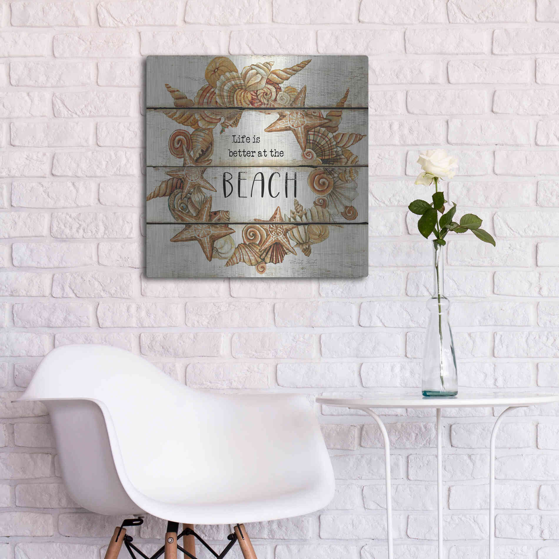 Luxe Metal Art 'Life is Better at the Beach' by Cindy Jacobs, Metal Wall Art,24x24