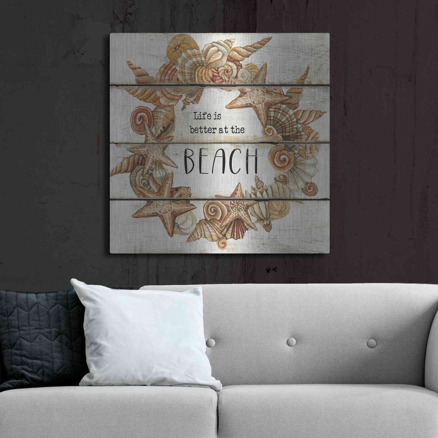 Luxe Metal Art 'Life is Better at the Beach' by Cindy Jacobs, Metal Wall Art,36x36