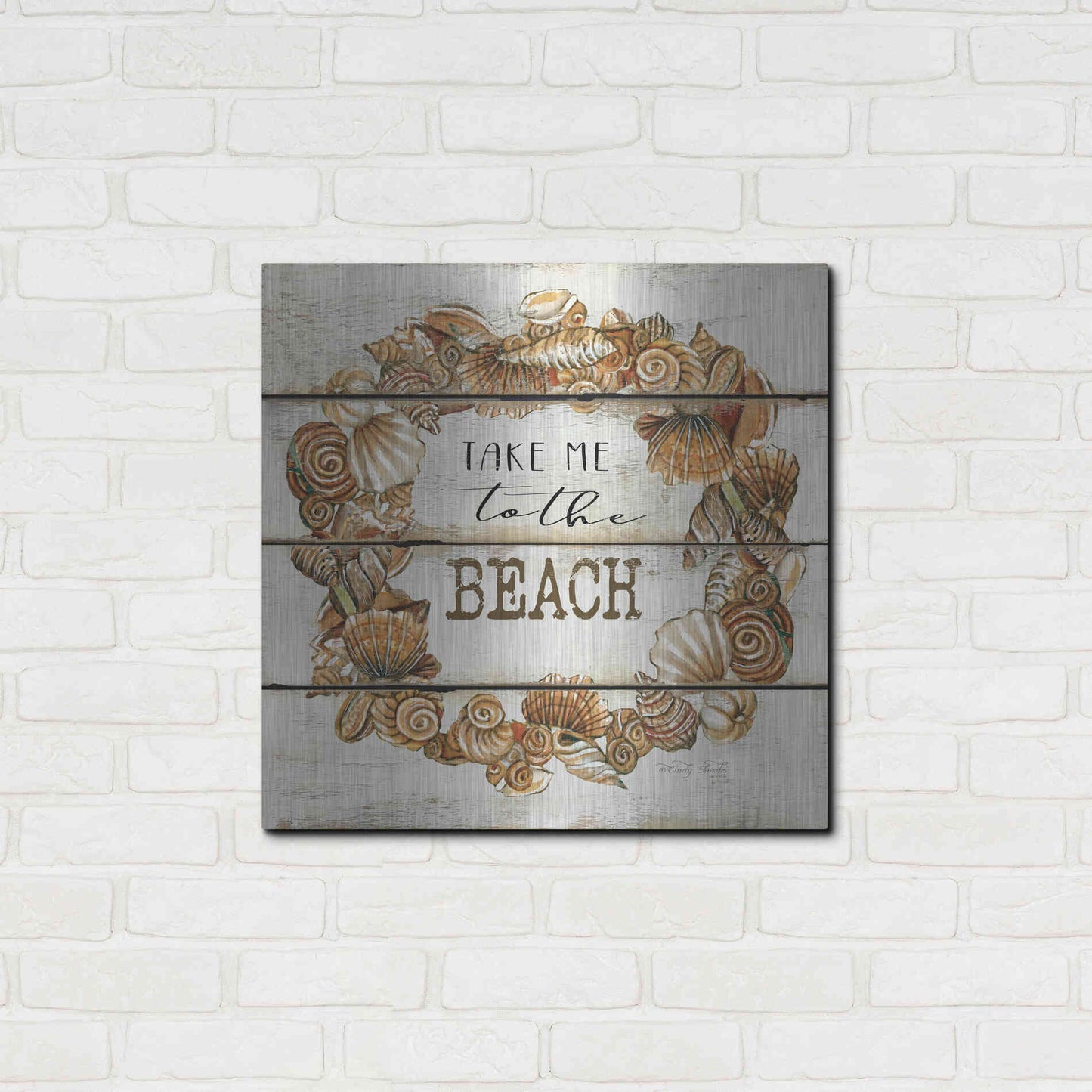 Luxe Metal Art 'Take Me to the Beach' by Cindy Jacobs, Metal Wall Art,24x24