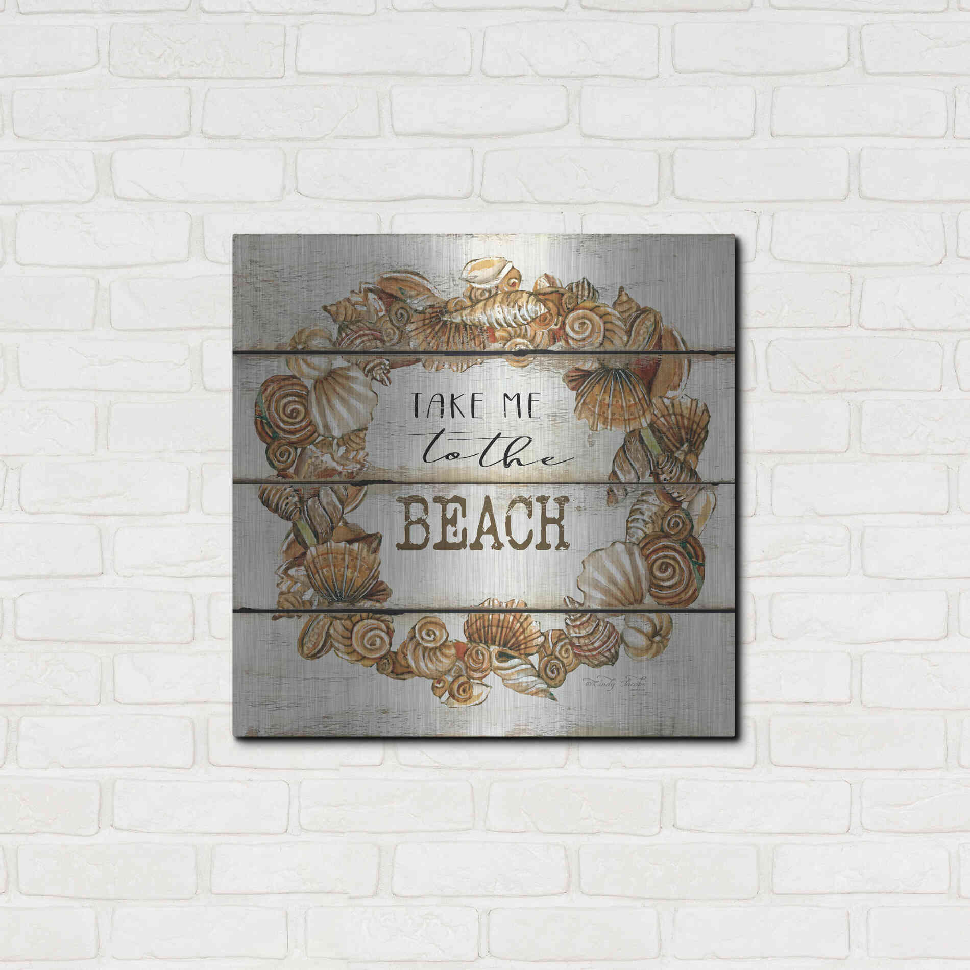 Luxe Metal Art 'Take Me to the Beach' by Cindy Jacobs, Metal Wall Art,24x24