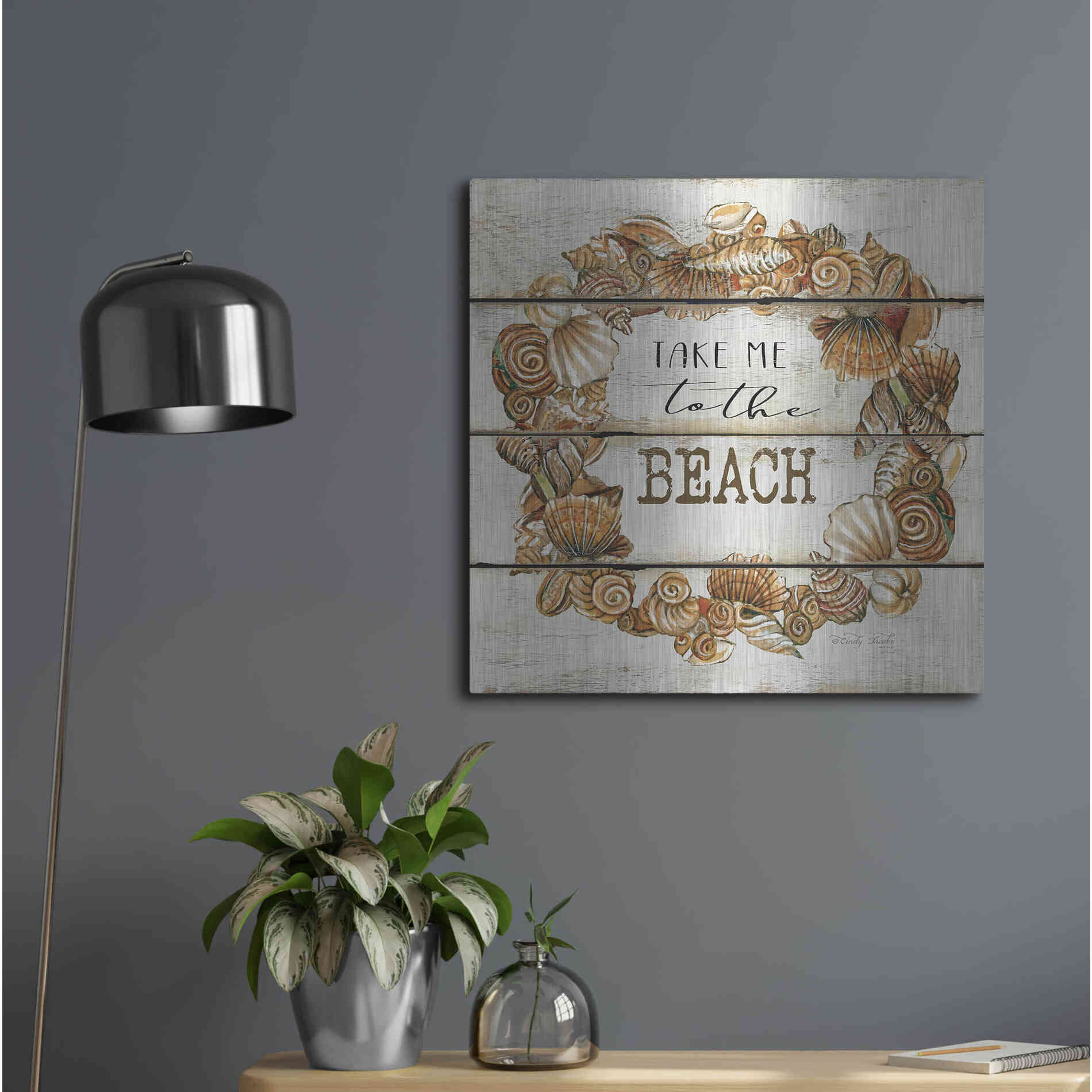Luxe Metal Art 'Take Me to the Beach' by Cindy Jacobs, Metal Wall Art,24x24