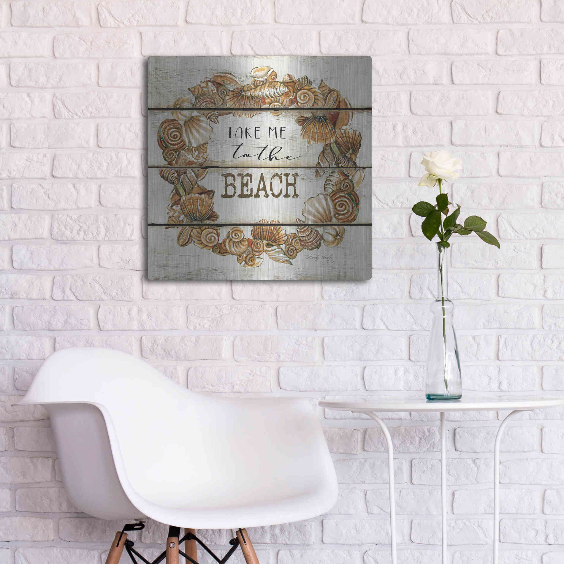 Luxe Metal Art 'Take Me to the Beach' by Cindy Jacobs, Metal Wall Art,24x24