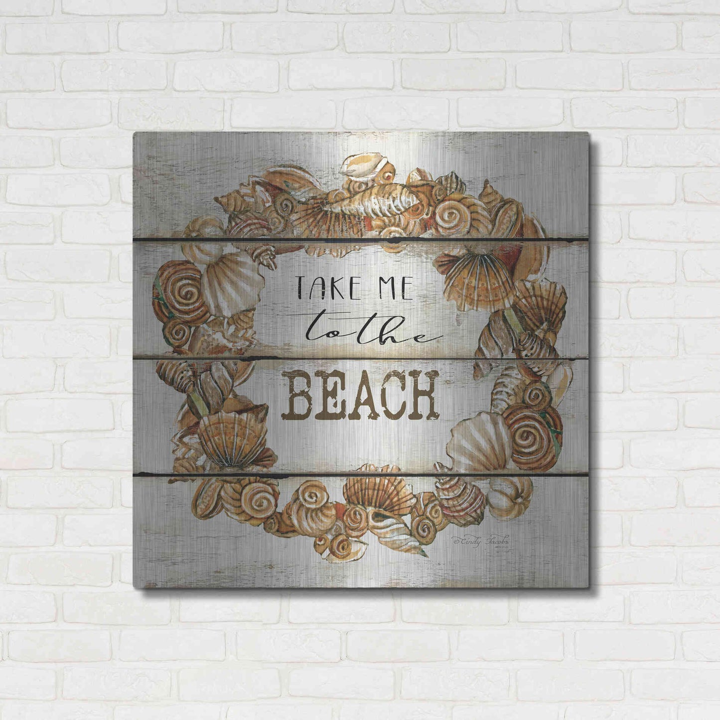 Luxe Metal Art 'Take Me to the Beach' by Cindy Jacobs, Metal Wall Art,36x36