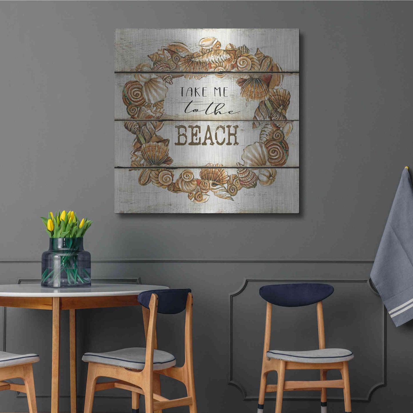 Luxe Metal Art 'Take Me to the Beach' by Cindy Jacobs, Metal Wall Art,36x36