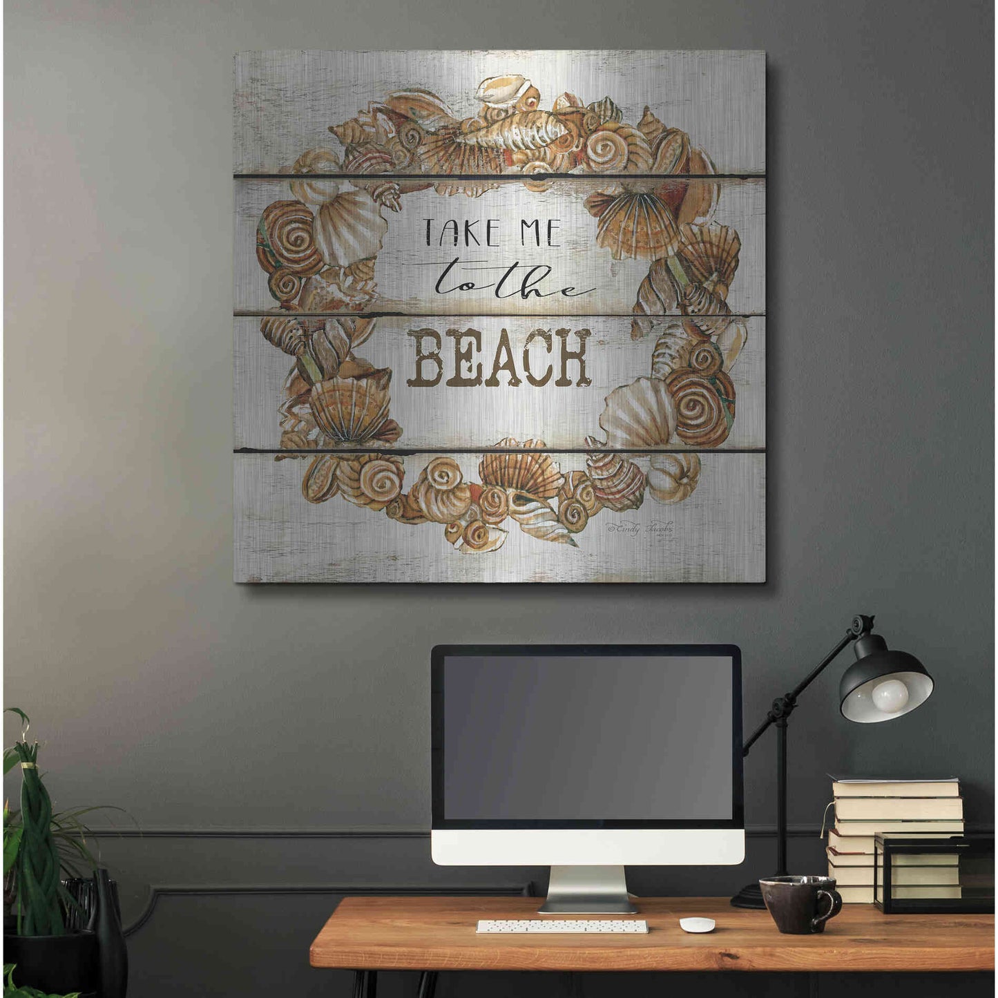 Luxe Metal Art 'Take Me to the Beach' by Cindy Jacobs, Metal Wall Art,36x36