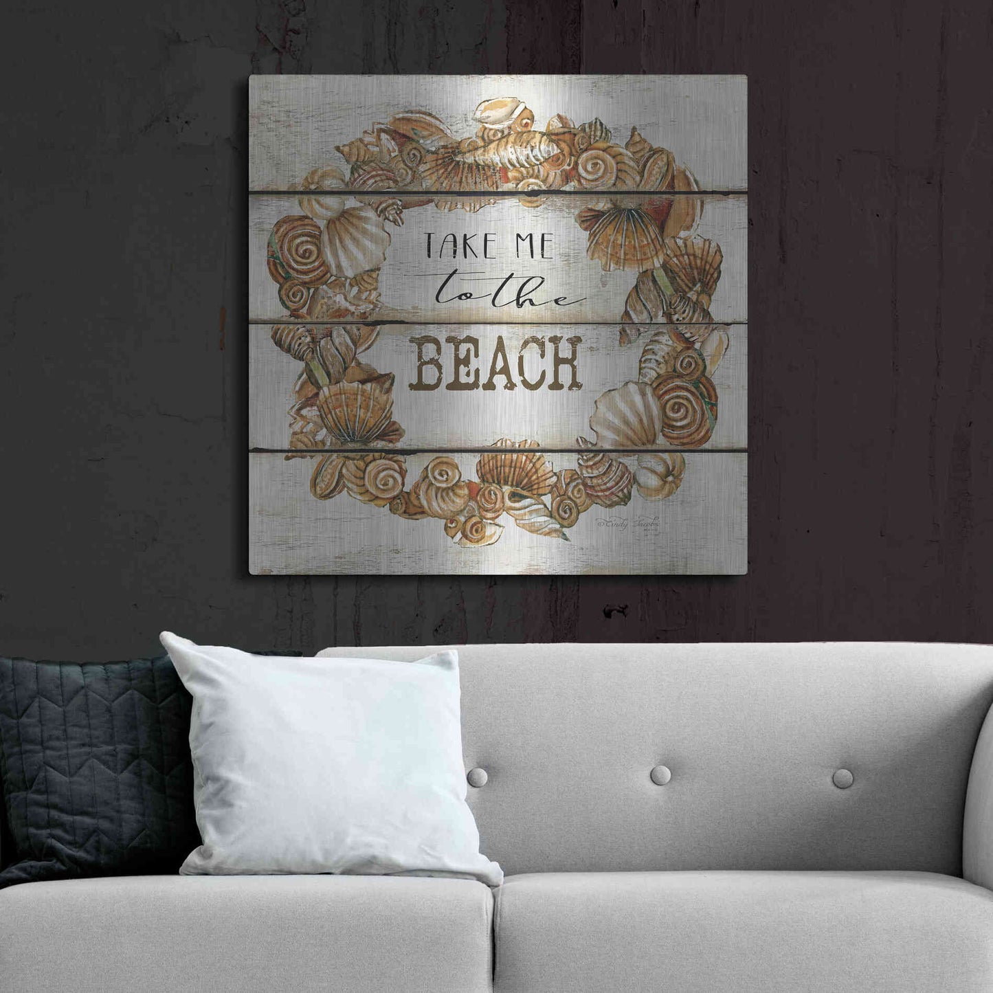 Luxe Metal Art 'Take Me to the Beach' by Cindy Jacobs, Metal Wall Art,36x36