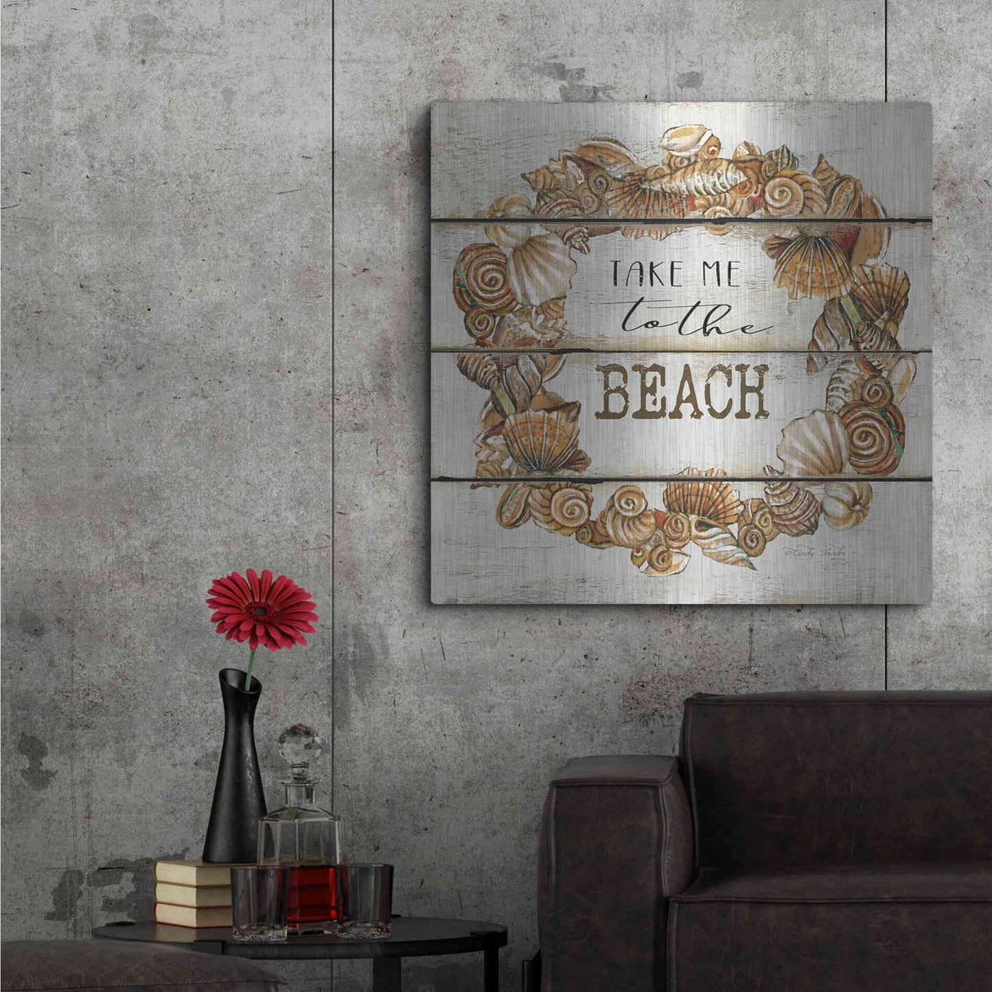 Luxe Metal Art 'Take Me to the Beach' by Cindy Jacobs, Metal Wall Art,36x36