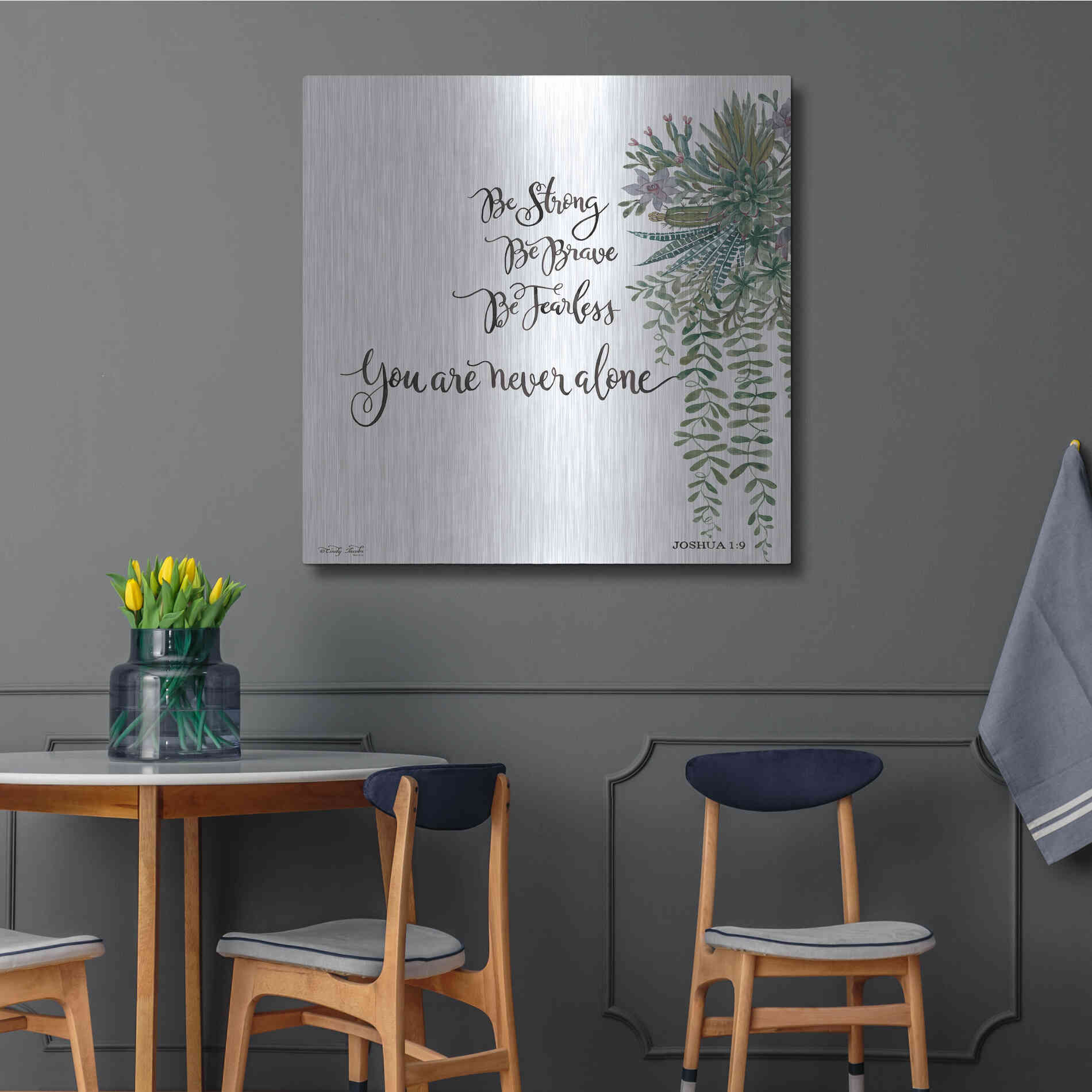 Luxe Metal Art 'Be Strong' by Cindy Jacobs, Metal Wall Art,36x36