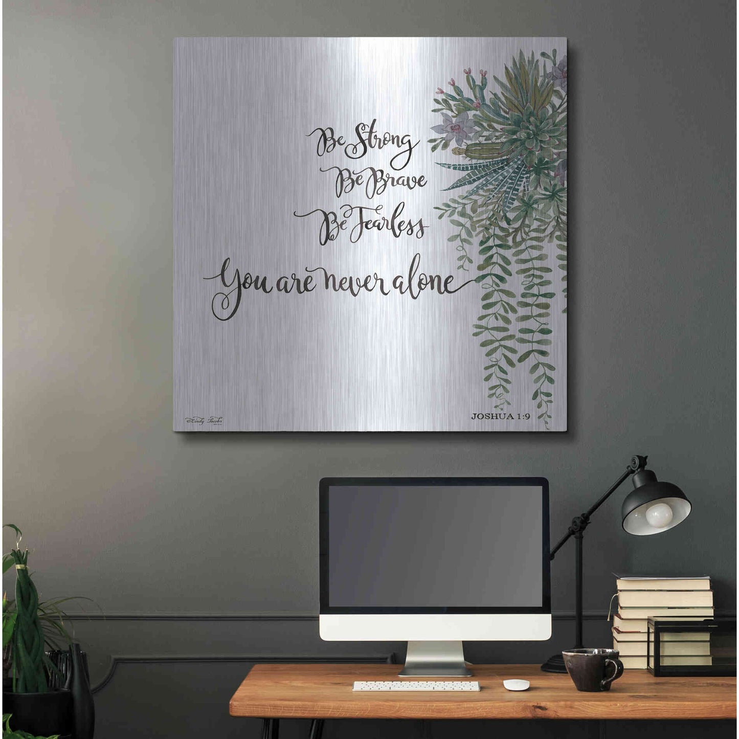 Luxe Metal Art 'Be Strong' by Cindy Jacobs, Metal Wall Art,36x36