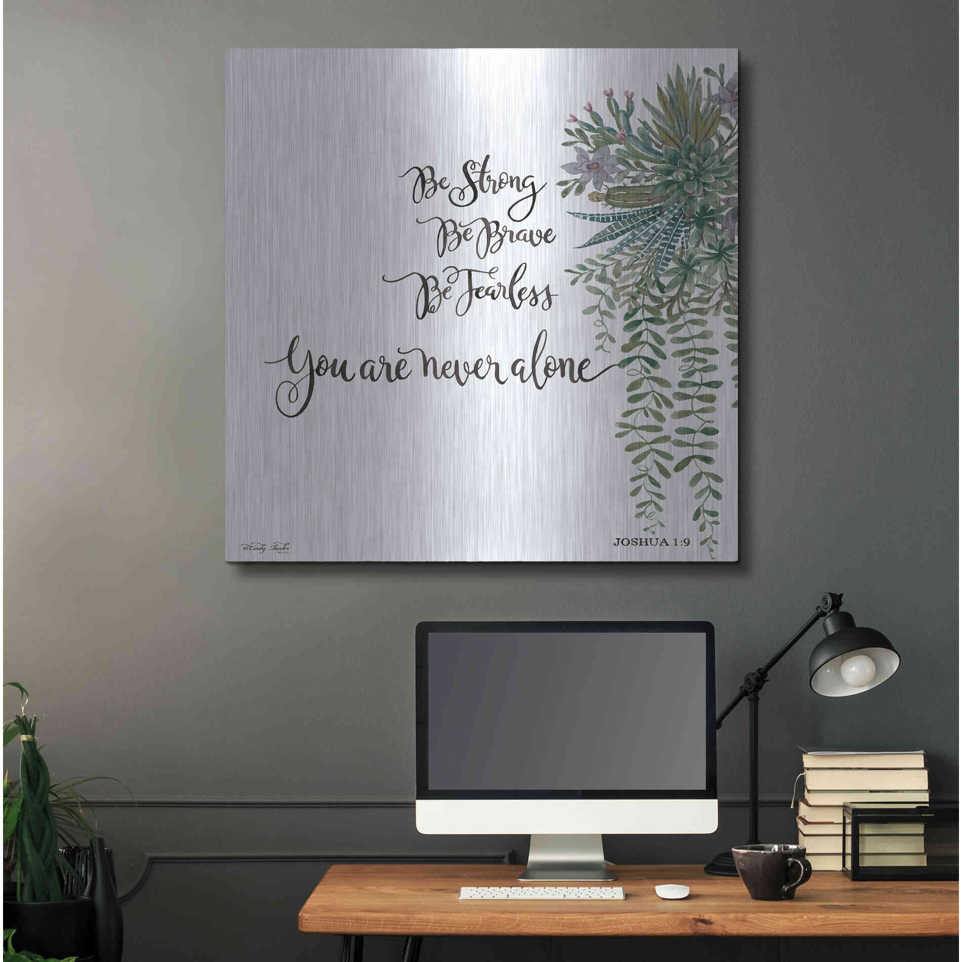 Luxe Metal Art 'Be Strong' by Cindy Jacobs, Metal Wall Art,36x36