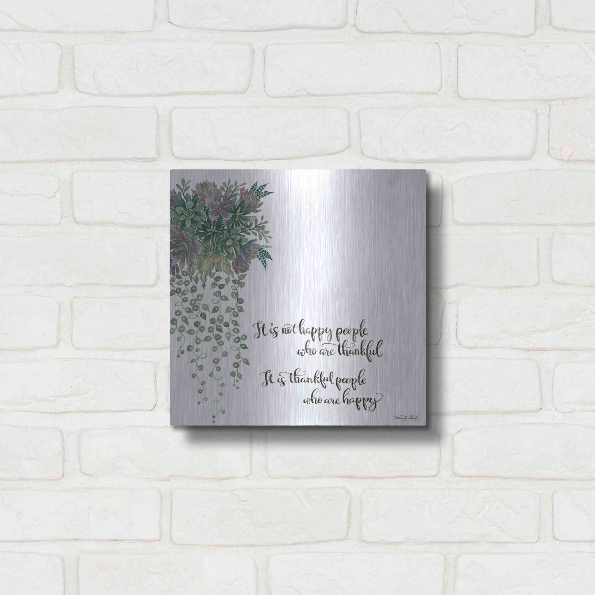 Luxe Metal Art 'Thankful People' by Cindy Jacobs, Metal Wall Art,12x12