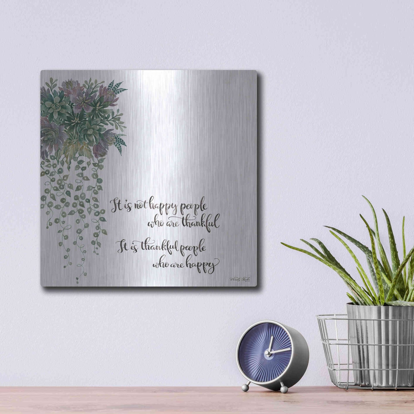 Luxe Metal Art 'Thankful People' by Cindy Jacobs, Metal Wall Art,12x12