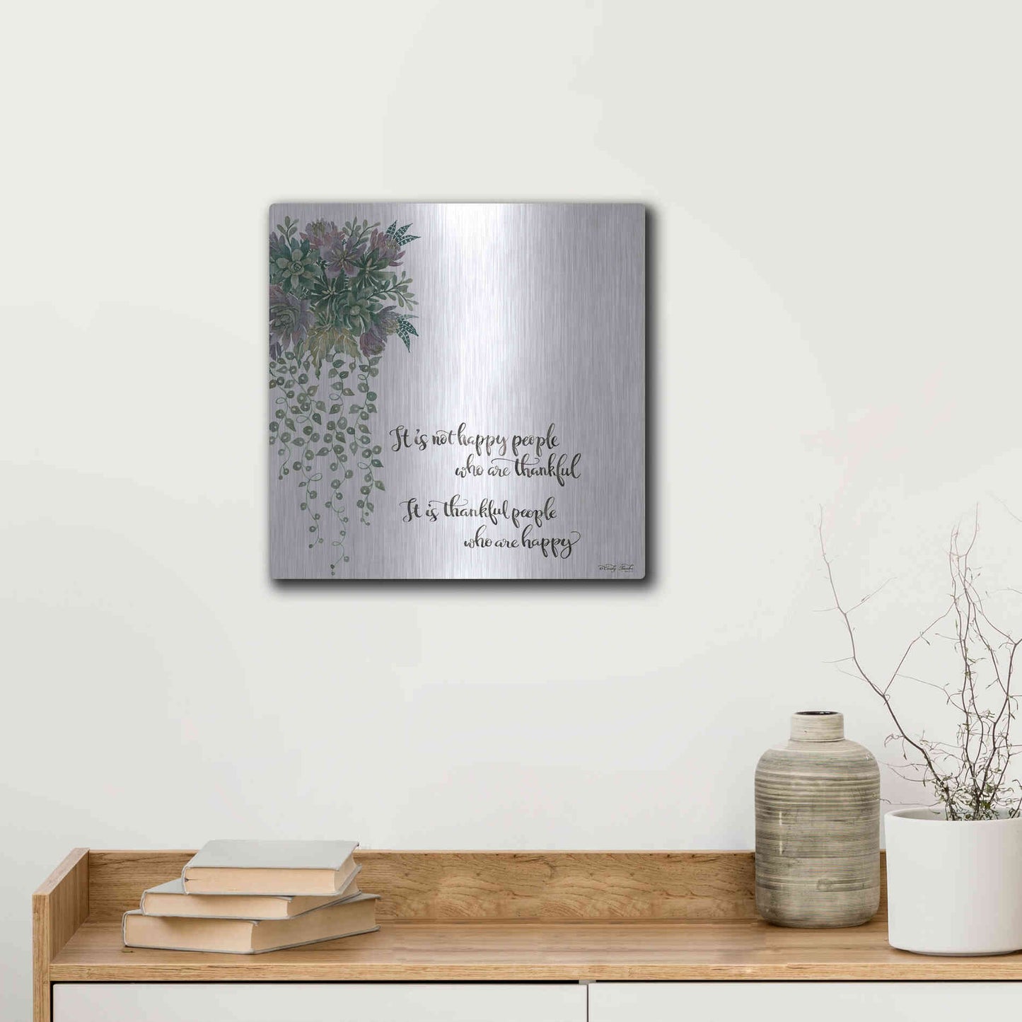 Luxe Metal Art 'Thankful People' by Cindy Jacobs, Metal Wall Art,12x12