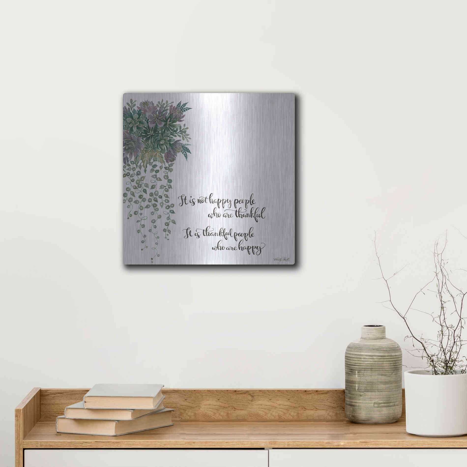 Luxe Metal Art 'Thankful People' by Cindy Jacobs, Metal Wall Art,12x12