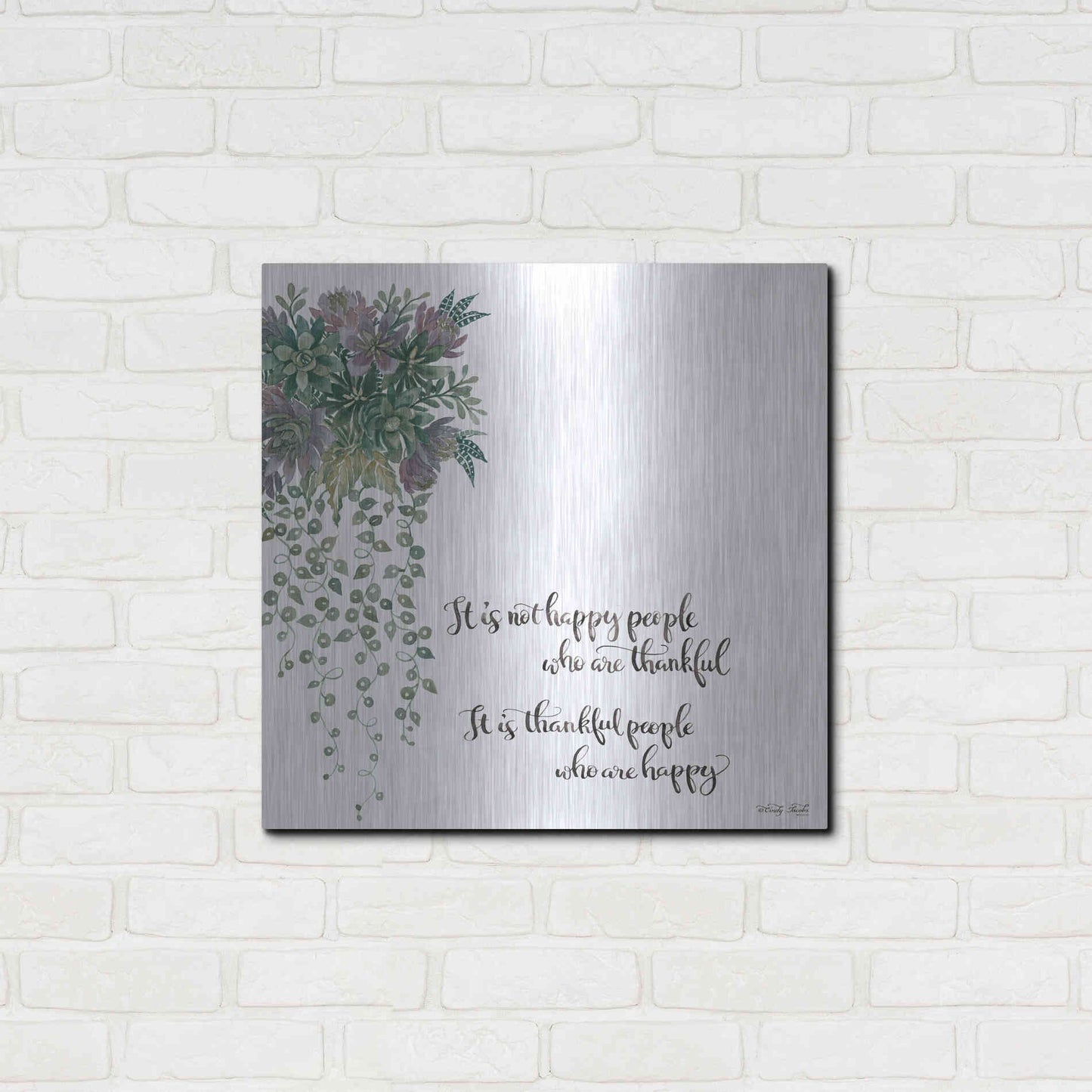 Luxe Metal Art 'Thankful People' by Cindy Jacobs, Metal Wall Art,24x24