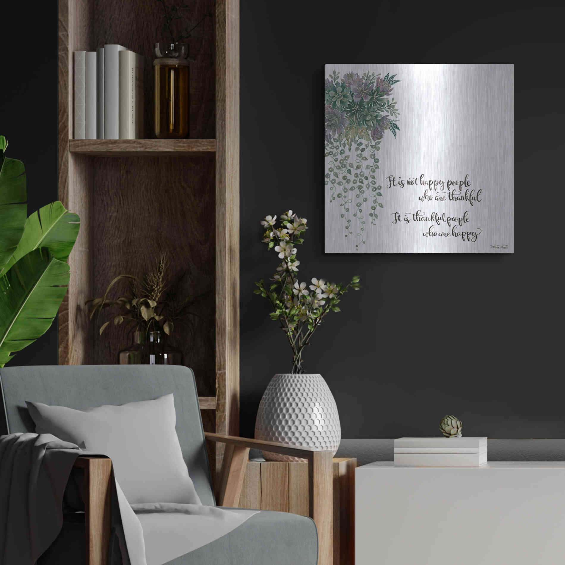 Luxe Metal Art 'Thankful People' by Cindy Jacobs, Metal Wall Art,24x24