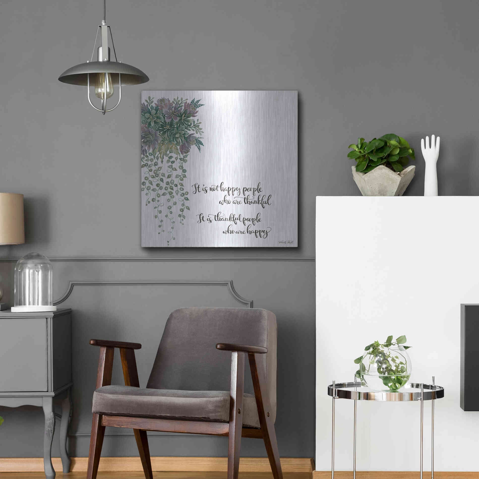 Luxe Metal Art 'Thankful People' by Cindy Jacobs, Metal Wall Art,24x24