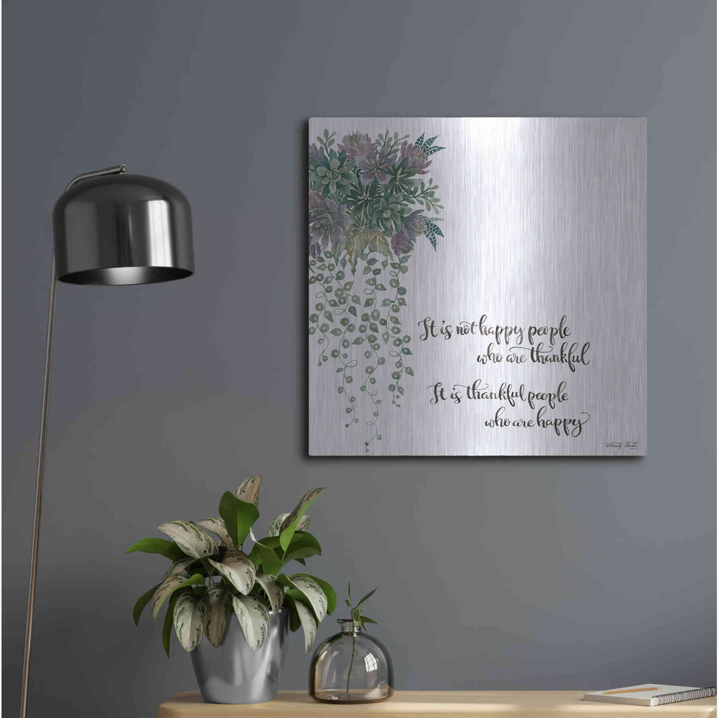 Luxe Metal Art 'Thankful People' by Cindy Jacobs, Metal Wall Art,24x24